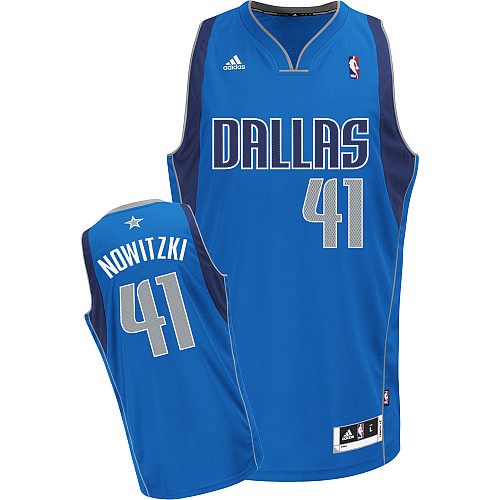  NBA Dallas Mavericks 41 Dirk Nowitzki New Revolution 30 Swingman Road Blue Jersey